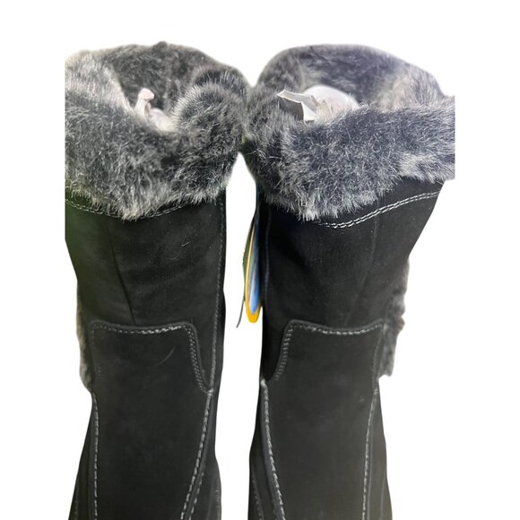 Spring Step Faux Fur Suede Winter Boots Women’s10 Black Water Resistant NEW - Picture 13 of 14
